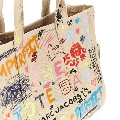 Marc Jacobs The Punk Scribble Medium Canvas Tote Bag In Sand