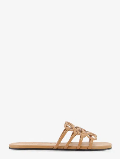 Loewe Petal Anagram Calfskin Strappy Flat Slide In Multi