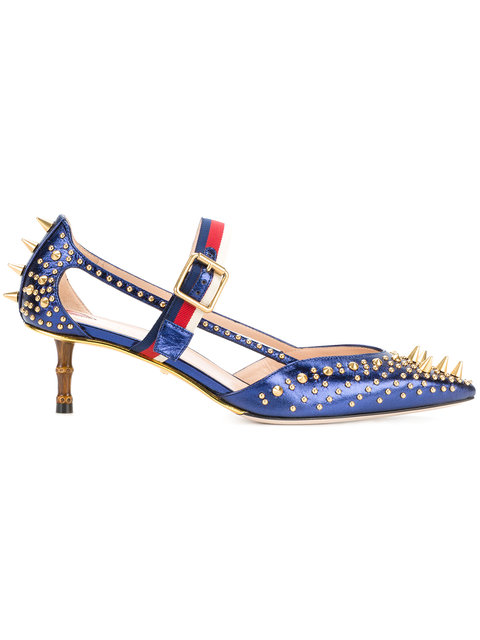 metallic blue pumps