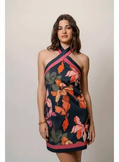 Hutch Satin Halter Mini Dress In Multi