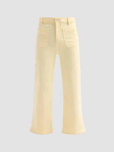 Frame The Anchor High Rise Wide Leg Ankle Jeans In Lemon In Green