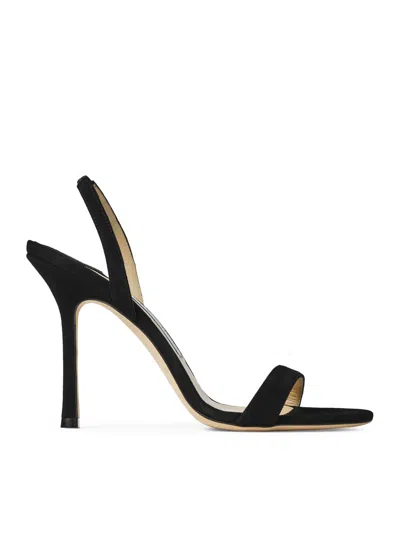 Jimmy Choo Jenn 85mm Suede Slingback Sandals In Black