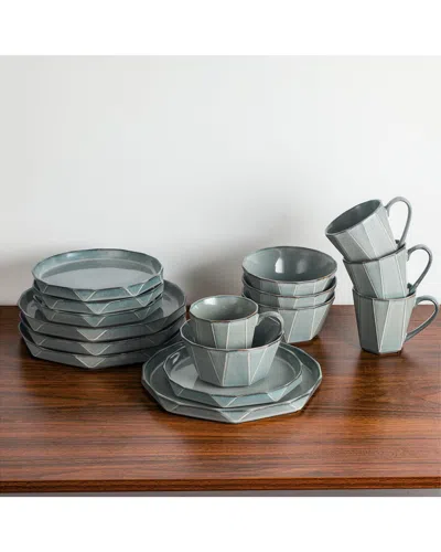 Table 12 Stonewashed 16-pc. Stoneware Dinnerware Set In Gray