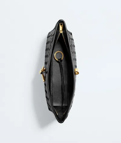 Bottega Veneta Rectangular Clutch Bag Woven Texture Hardware In Black