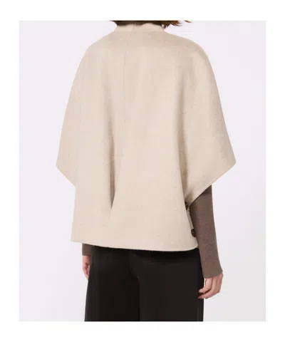 Max Mara Short Sleeve Asymmetric Neck Textured Coat In Neutral