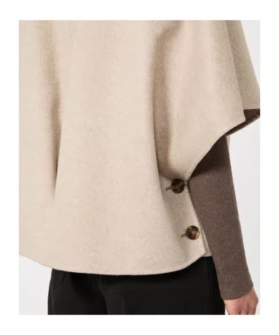 Max Mara Short Sleeve Asymmetric Neck Textured Coat In Neutral