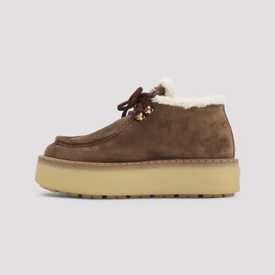 Prada Suede Chukka Boots With Shearling Lining In Brown