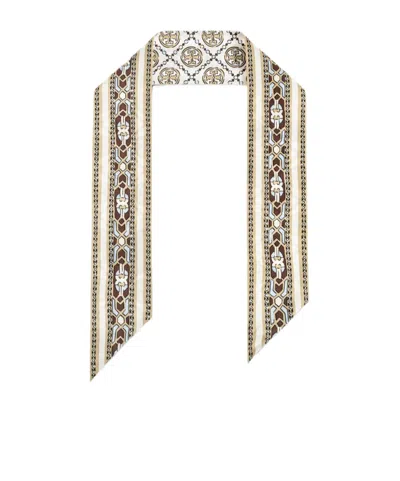 Tory Burch Logo-print Silk Scarf In Multi