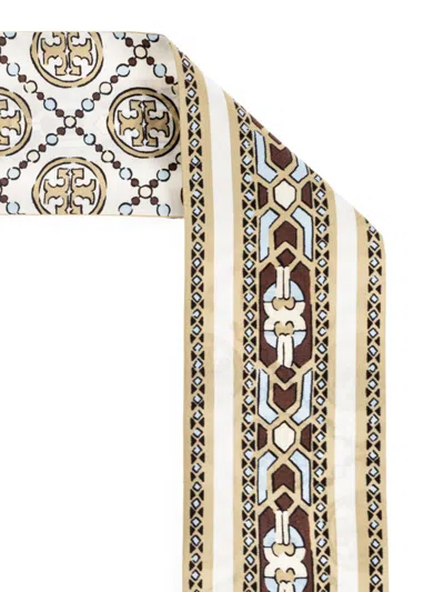 Tory Burch Logo-print Silk Scarf In Multi