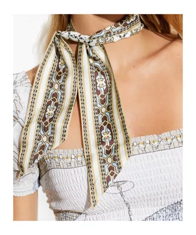 Tory Burch Logo-print Silk Scarf In Multi