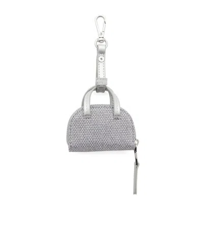 Diesel 1dr Dome Bag Charm In Silver