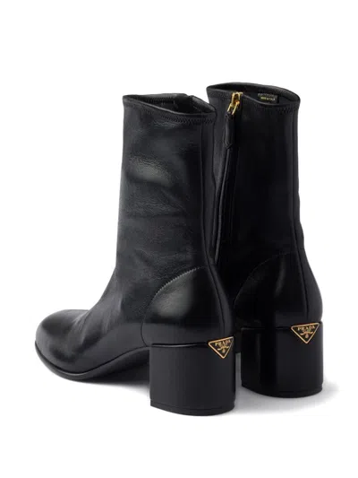 Prada Square-toe Ankle Boots In Black