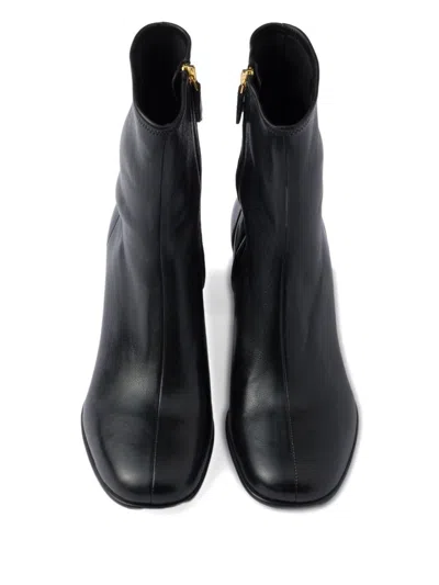 Prada Square-toe Ankle Boots In Black