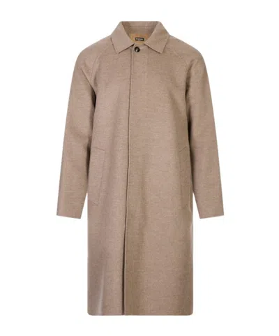 Kiton Concealed-front Coat In Brown