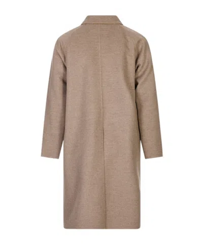 Kiton Concealed-front Coat In Brown