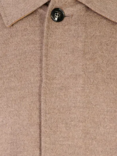 Kiton Concealed-front Coat In Brown