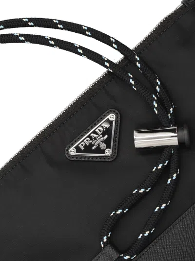 Prada Zippered Shoulder Bag In Black