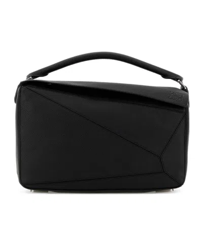 Loewe Large Puzzle Edge Grained Leather Top Handle Bag In Black