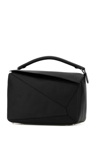 Loewe Large Puzzle Edge Grained Leather Top Handle Bag In Black