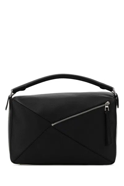 Loewe Large Puzzle Edge Grained Leather Top Handle Bag In Black
