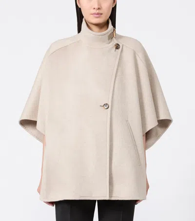 Max Mara Cashmere Cape In Neutral