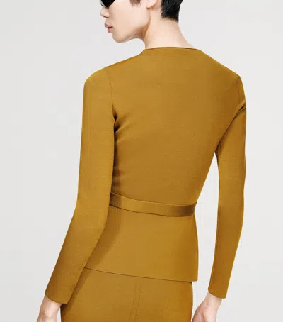 Tom Ford Belted Tech Viscose Blend Sweater In Yellow