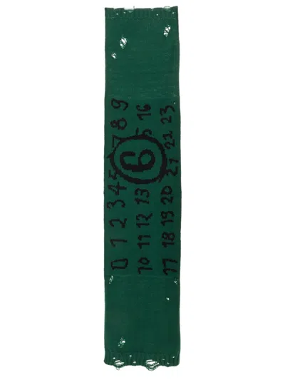 Mm6 Maison Margiela Wool Scarf Numeric Pattern In Green