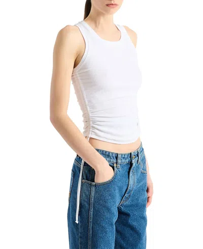 Balmain Stretch-cotton Drawstring Tank Top In White