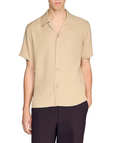 Sandro Shark-collar Short-sleeve Shirt In Neutral