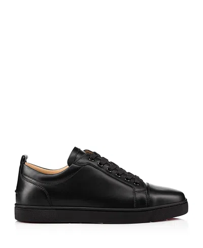 Christian Louboutin Louis Junior Spikes Cap-toe Leather Sneakers In Black