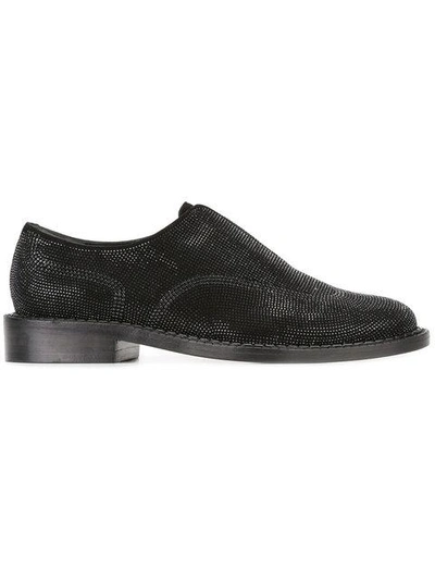 Shop Robert Clergerie Textured Brogue Loafers  In Black
