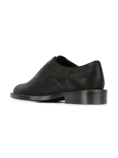 Shop Robert Clergerie Textured Brogue Loafers  In Black