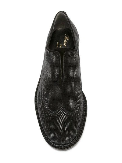 Shop Robert Clergerie Textured Brogue Loafers  In Black