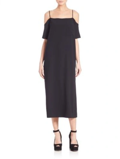 Shop Alexander Wang T Poly Crepe Off-the Shoulder Dress In Black