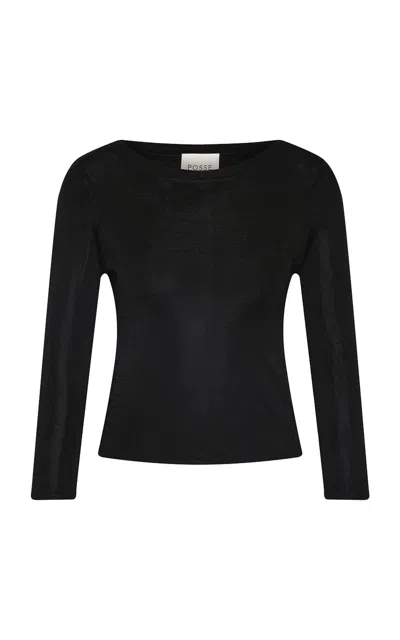 Posse Aimee Boat Neck Top In Black