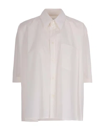 Mm6 Maison Margiela White Oversized Solid Shirt In Multi