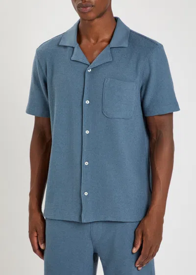 Paige Mens Lakeside Oliver Short-sleeve Cotton-blend Shirt In Blue