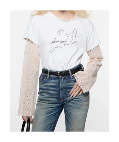 Acne Studios Layered Graphic-print T-shirt In Neutral