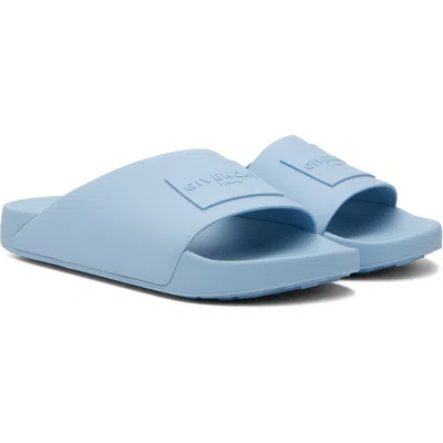 Givenchy Label Slide Mules In Rubber In Blue