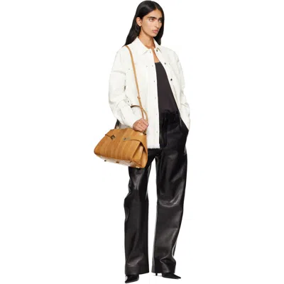 Ferragamo Tan Medium Hug Soft Bicolor Shoulder Bag In Brown