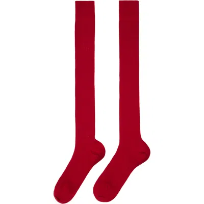 Jil Sander Red Ribbed Wool Socks In Red