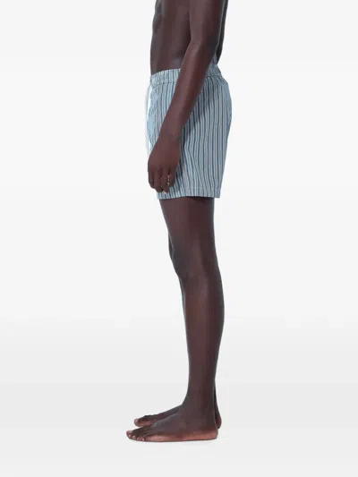 Moncler Stripe-pattern Drawstring Swim Shorts In Blue