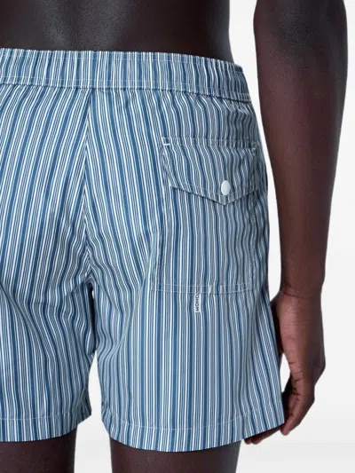 Moncler Stripe-pattern Drawstring Swim Shorts In Blue