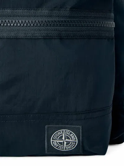 Stone Island Logo-patch Zip-pocket Backpack In Blue