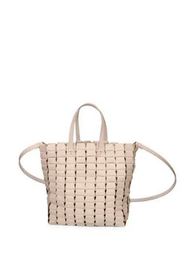 Dragon Diffusion Link Woven Leather Tote Bag In Neutral