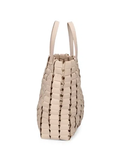 Dragon Diffusion Link Woven Leather Tote Bag In Neutral