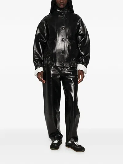 Sandro Oversized Leather Jacket In Multi