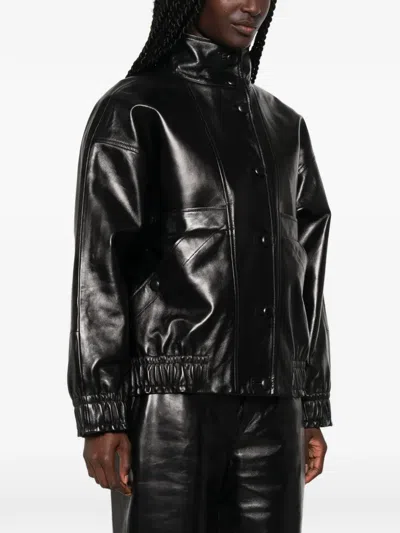 Sandro Oversized Leather Jacket In Multi