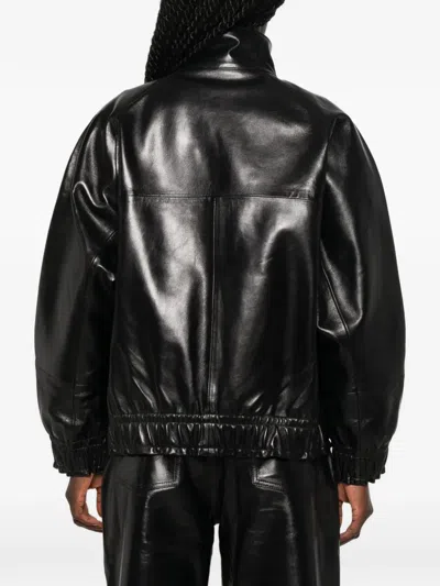 Sandro Oversized Leather Jacket In Multi