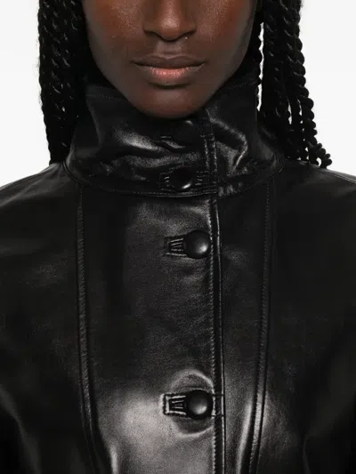 Sandro Oversized Leather Jacket In Multi